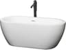 Wyndham Collection Soho White Bathtub with Shiny White Trim and Floor Mounted Faucet