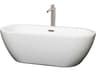 Wyndham Collection Soho White Bathtub with Floor Mounted Faucet, Drain and Overflow Trim
