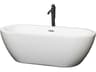 Wyndham Collection Soho White Bathtub with Polished Chrome Trim and Floor Mounted Faucet