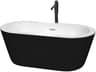 Wyndham Collection Mermaid Black Bathtub with Polished Chrome Trim and Floor Mounted Faucet