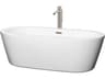 Wyndham Collection Mermaid White Bathtub with Floor Mounted Faucet, Drain and Overflow Trim