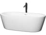 Wyndham Collection Mermaid White Bathtub with Shiny White Trim and Floor Mounted Faucet