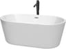Wyndham Collection Carissa White Bathtub with Polished Chrome Trim and Floor Mounted Faucet