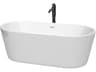 Wyndham Collection Carissa White Bathtub with Shiny White Trim and Floor Mounted Faucet