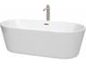 Wyndham Collection Carissa White Bathtub with Floor Mounted Faucet, Drain and Overflow Trim