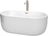 Wyndham Collection Juliette White Bathtub with Floor Mounted Faucet, Drain and Overflow Trim