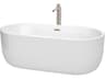 Wyndham Collection Juliette White Bathtub with Floor Mounted Faucet, Drain and Overflow Trim