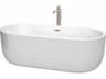 Wyndham Collection Juliette White Bathtub with Floor Mounted Faucet, Drain and Overflow Trim