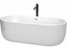 Wyndham Collection Juliette White Bathtub with Polished Chrome Trim and Floor Mounted Faucet