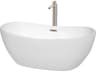 Wyndham Collection Rebecca White Bathtub with Floor Mounted Faucet, Drain and Overflow Trim