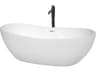 Wyndham Collection Rebecca White Bathtub with Shiny White Trim and Floor Mounted Faucet