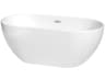 Wyndham Collection Brooklyn White Bathtub with Drain and Overflow