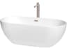 Wyndham Collection Brooklyn White Bathtub with Floor Mounted Faucet, Drain and Overflow Trim