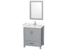 Wyndham Collection Sheffield 30" Gray Vanity with 24" Mirror