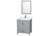 Wyndham Collection Sheffield 30" Gray Vanity with 24" Mirror