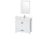 Wyndham Collection Sheffield 36" White Vanity with 24" Mirror