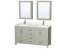 Wyndham Collection Sheffield 60" Light Green Vanity with Medicine Cabinet