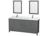 Wyndham Collection Sheffield 72" Dark Gray Vanity with 24" Mirror