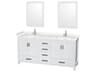 Wyndham Collection Sheffield 72" White Vanity with 24" Mirror