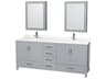 Wyndham Collection Sheffield 80" Gray Vanity with Medicine Cabinet