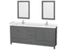 Wyndham Collection Sheffield 80" Dark Gray Vanity with 24" Mirror