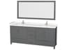 Wyndham Collection Sheffield 80" Dark Gray Vanity with 70" Mirror