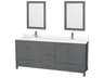 Wyndham Collection Sheffield 80" Dark Gray Vanity with 24" Mirror