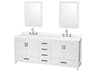 Wyndham Collection Sheffield 80" White Vanity with 24" Mirror