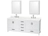 Wyndham Collection Sheffield 80" White Vanity with Medicine Cabinet