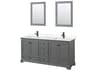 Wyndham Collection Deborah 72" Dark Gray Vanity with 24" Mirror