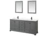 Wyndham Collection Deborah 80" Dark Gray Vanity with 24" Mirror