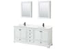 Wyndham Collection Deborah 80" White Vanity with Medicine Cabinet