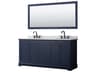Wyndham Collection Avery 72" Dark Blue Vanity with 70" Mirror