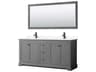 Wyndham Collection Avery 72" Dark Gray Vanity with 70" Mirror