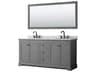Wyndham Collection Avery 72" Dark Gray Vanity with 70" Mirror