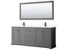 Wyndham Collection Avery 80" Dark Gray Vanity with 70" Mirror