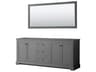 Wyndham Collection Avery 79" Dark Gray Vanity with 70" Mirror
