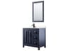 Wyndham Collection Daria 36" Dark Blue Vanity with 24" Mirror