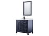 Wyndham Collection Daria 36" Dark Blue Vanity with 24" Mirror