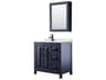 Wyndham Collection Daria 36" Dark Blue Vanity with Medicine Cabinet