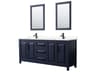 Wyndham Collection Daria 80" Dark Blue Vanity with 24" Mirror