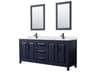 Wyndham Collection Daria 80" Dark Blue Vanity with 24" Mirror