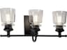 Artcraft Castara 3-Light Black Brass Glass LED Vanity Light