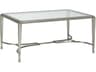 Artistica Metal Designs Sangiovese Rectangular Glass Antique Silver Leaf Cocktail Table