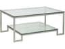 Artistica Metal Designs Bonaire Rectangular Glass Antique Silver Leaf Cocktail Table