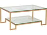 Artistica Metal Designs Bonaire Rectangular Glass Antique Gold Leaf Cocktail Table