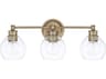 Capital Lighting Mid Century 3-Light Aged Brass Glass Vanity Light