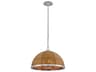 Corbett Lighting Carayes 3-Light Natural Rattan Stainless Steel Brown Dome Chandelier