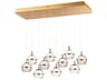 ET2 Swank 10-Light Natural Aged Brass LED Globe Linear Island Pendant