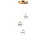 ET2 Swank 3-Light Natural Aged Brass LED Globe Tiered Mini Pendant